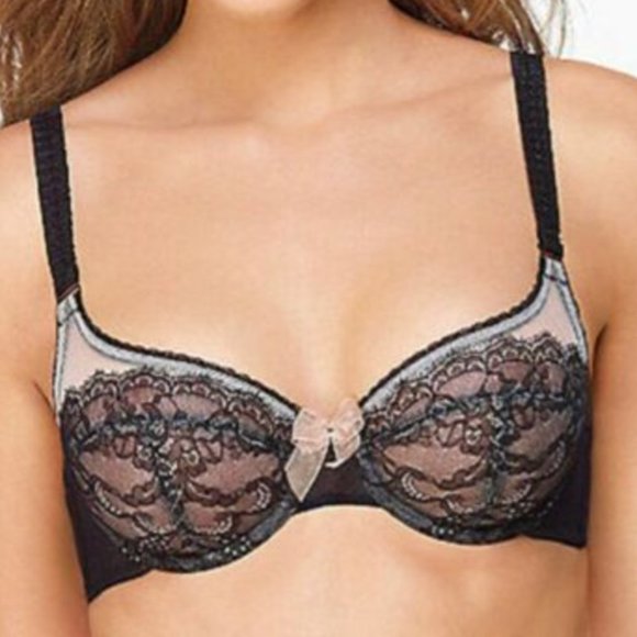 NWT Wacoal Retro Chic Underwire Lace Bra Black Size 30B - Picture 1 of 5